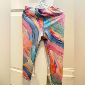 Athleta girls multi color Swirl crop Leggings - Pink, Blue, Orange
